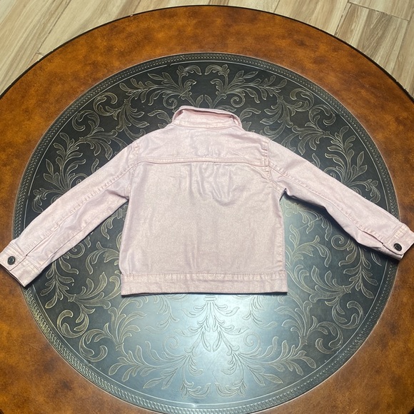 Toughskins Girl's Sparkly Pink Denim Jacket Snap Buttons Size 4 - Picture 3 of 8